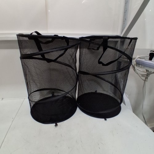 2PK POP-UP COLLAPSIBLE MESH LAUNDRY HAMPER - 23" X 16" - BLACK image 2