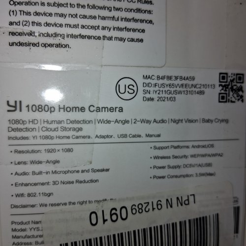 YI INDOOR SMART DETECTION HOME SECURITY CAMERA - 1080P - WHITE (MODEL: YHS.2016) image 8