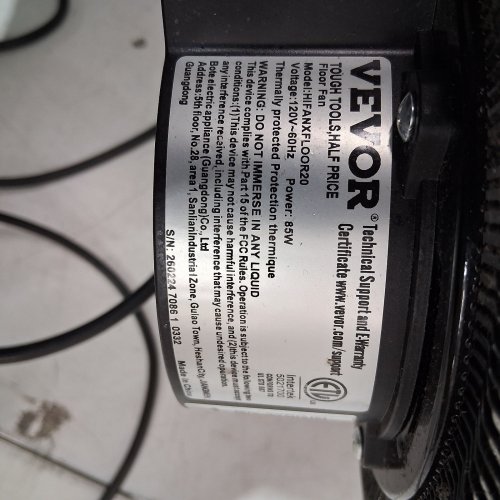 2PK XCITY 3-SPEED METAL INDUSTRIAL FLOOR FAN - 20" - BLACK (MODEL: HIFANXFLOOR20) image 5