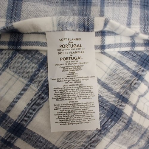 2PC JP FERNANDES PORTUGUESE FLANNEL SHEET SET- KING -BLUE/WHITE - (MODEL:2906663) image 4