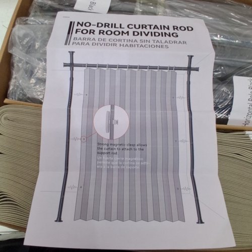 (2 PANEL) AJAZZ PRIVACY CURTAINS FOR ROOM DIVIDER WITH BLACKOUT & SOUNDPROOF - 100" X 84", NO DRILL CURTAIN RODS, WALL DIVIDER - GREY image 3