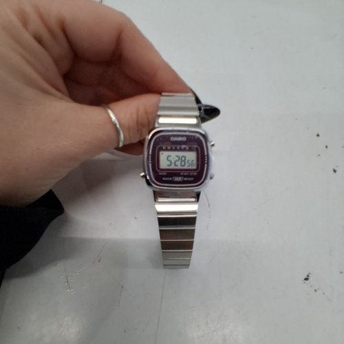 WOMEN'S CASIO QUARTZ WATCH WITH DIGITAL DIAL-SILVER STAINLESS STEEL WATCH - 25 MM - SILVER /PURPLE ( MODEL: LA670W) image 3