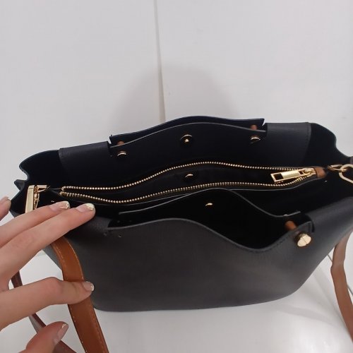 WOMENS ALDO WAWIELL TOTE HANDBAG WITH KEYCHAIN - BLACK /BROWN image 3
