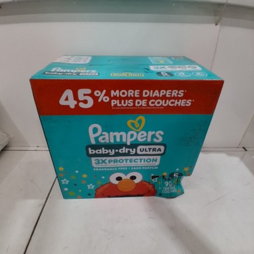 90PK PAMPERS BABY DRY ULTRA DISPOSABLE BABY DIAPERS - SIZE 5 (27+LB) image 2