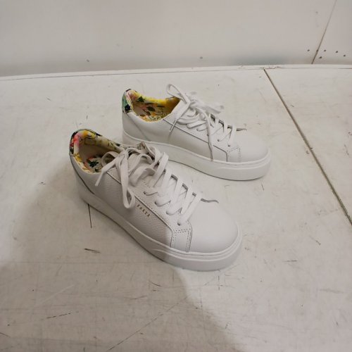 WOMENS TED BAKER MAISIE LEATHER COURT SHOES - SIZE 7 - WHITE/FLORAL (STYLE: 3756607) image 4