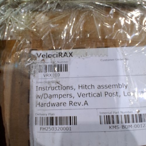 VELOCIRAX HITCH ASSEMBLY AND DAMPERS FOR TUBE ATTACHMENTS - BLACK (MODEL: VRX100) image 2