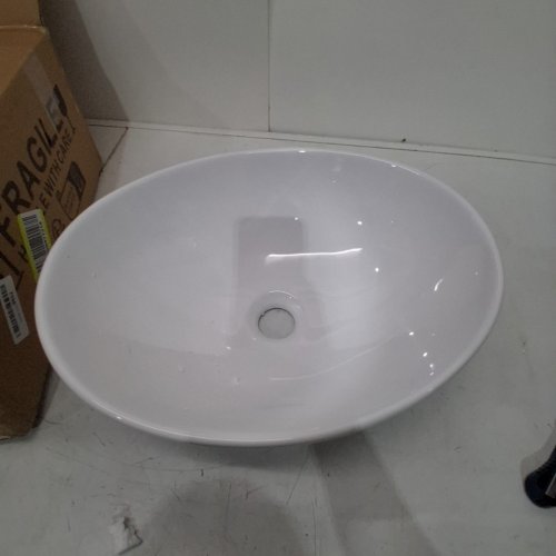 KES BATHROOM CERAMIC PORCELAIN MODERN EGG SHAPE VESSEL SINK - WHITE (MODEL: BVS124) image 5