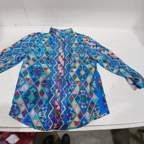 WOMENS GEOMETRIC FASHION PRINTED LONG SLEEVE BLOUSE - MEDIUM - MULTICOLOR image 2