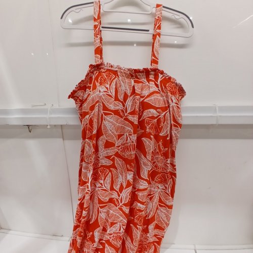 WOMEN'S SERRA FLORAL DRESS WITH POCKETS - EXTRA LARGE - ORANGE / WHITE image 2