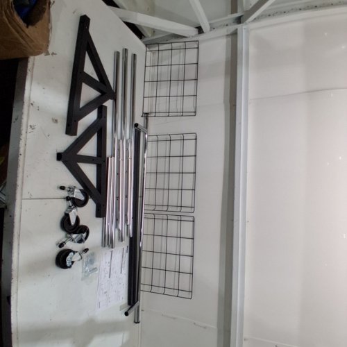 LUXSPIRE ADJUSTABLE HEAVY DUTY DOUBLE ROD CLOTHES RACK WITH LOCKABLE WHEELS - 600LBS MAX - 64" TO 73" X 47.6" TO 67" - BLACK/SILVER (MODEL: WD-1023C) image 2