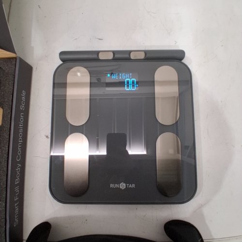 RUNSTAR VOICE PROMPT BLUETOOTH ENABLED DIGITAL SCALE FOR BODY WEIGHT, FAT AND BMI - GREY (MODEL: FG2211LB) image 2