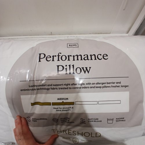 THRESHOLD MACHINE WASHABLE PERFORMANCE PILLOW - KING - WHITE image 3