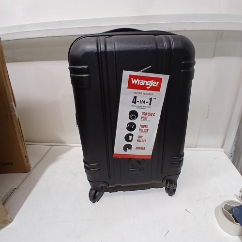 WRANGLER ASTRAL HARDSIDE LUGGAGE WITH THE BUILT-IN 3-IN-1 CUP HOLDER, PHONE HOLDER, AND USB PORT IN THE BACK - 20'' - DARK SHADOW (MODEL: ‎WR-92020-3C-013) image 2