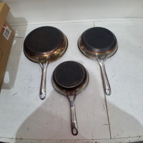 3PC JAMIE OLIVER BY TEFAL STAINLESS STEEL NON-STICK FRYING PAN SET WITH INDUCTION - 8", 9", 11" - BLACK (MODEL: E304S344) image 3
