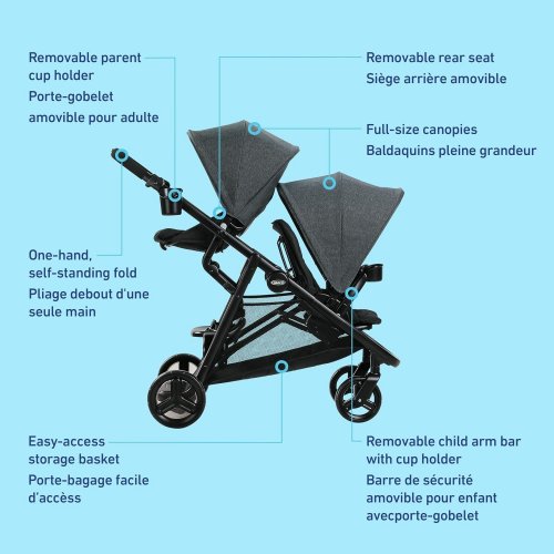 GRACO READY2GROW 2.0 DOUBLE STROLLER - RAFA/BLACK (MODEL: 2140042) image 2