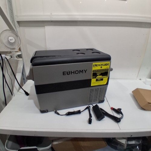 EUHOMY ELECTRIC COOLER CAR REFRIGERATOR WITH BLUETOOTH APP CONTROL - 12V/24V DC - 47QT - BLACK/GREY - (MODEL: CF001-45GR-CAEH) image 3