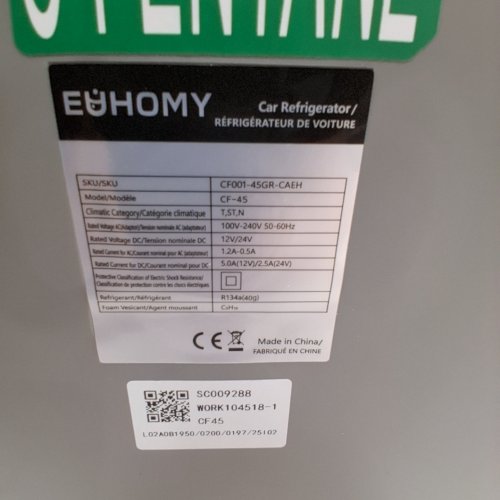 EUHOMY ELECTRIC COOLER CAR REFRIGERATOR WITH BLUETOOTH APP CONTROL - 12V/24V DC - 47QT - BLACK/GREY - (MODEL: CF001-45GR-CAEH) image 9