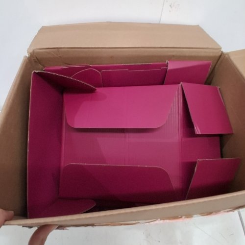9PK FOLDING CARDBOARD SHIPPING STORAGE BOXES - 9.8" X 9.8" X 4" - CRANBERRY image 2