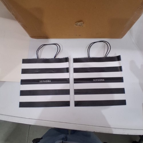 300PK SEPHORA STRIPED PAPER SHOPPING BAGS - SMALL - BLACK/WHITE (STYLE: M33095) image 4