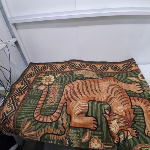GARVEE TIGER FLORAL GEOMETRIC AREA RUG - 6FT X 9FT, WASHABLE, NON-SLIP - GREEN/ORANGE image 3