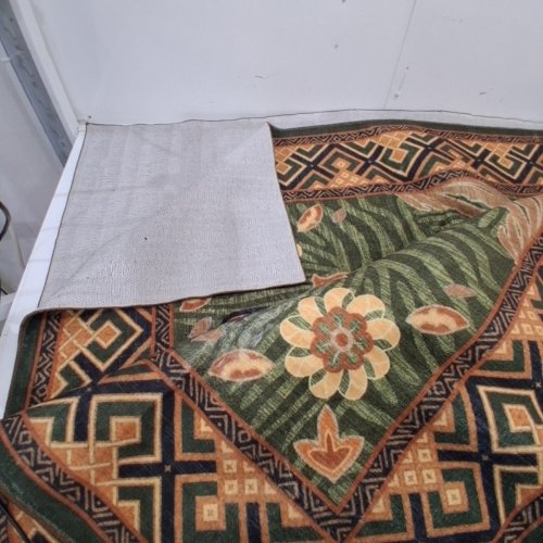 GARVEE TIGER FLORAL GEOMETRIC AREA RUG - 6FT X 9FT, WASHABLE, NON-SLIP - GREEN/ORANGE image 4