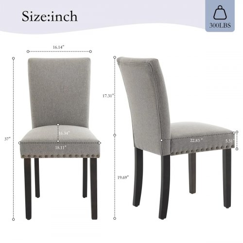 2pk GARVEE UPHOLSTERED DINING CHAIR - 37" H X 18.11" W X 22.83" D; 19.69" SEAT HEIGHT - GRAY (MODEL: PHK_33K33DFU / CY-25002) image 2
