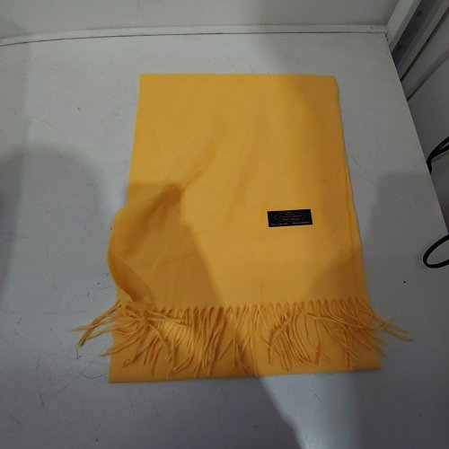 100% CASHMERE MADE IN GERMANY SCARF WITH TASSELS - 13.5" X 70" - YELLOW image 2