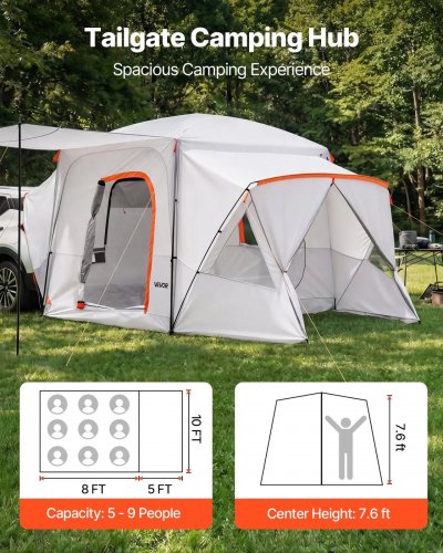 VEVOR TRUCK BED TENT - WHITE, GRAY AND ORANGE (MODEL: 121171) image 2