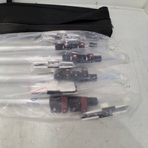 4PK SHINMING DUST BARRIER TELESCOPIC EXTENDABLE TENSION SUPPORT POLES SET WITH END ATTACHMENTS AND STORAGE BAG - 12FT - SILVER / BLACK (MODEL: XM-2607-12FT) image 3