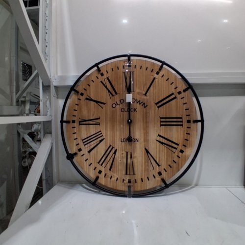 ROUND WALL DECORATIVE CLOCK - WOOD / BLACK image 2
