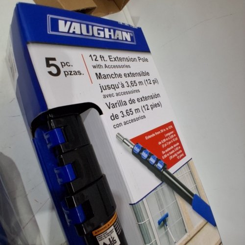 5PC VAUGHAN HOME CLEANING KIT - 12FT EXTENSION POLE WITH ACCESSORIES - BLUE AND BLACK - (MODEL: 1718585) image 4