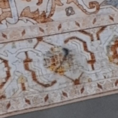 ORNAMENTAL AREA RUG - 9FT X 6FT - CREAM, TAN, BROWN AND BLUE image 5