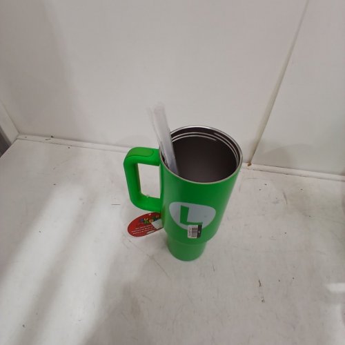 NINTENDO SUPER MARIO LUIGI METAL TUMBLER WITH STRAW - 40OZ - GREEN image 3