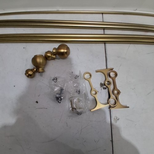 FUMLYATE DOUBLE CURTAIN RODS WITH ROUND FINIALS - 72"-144" - BRUSHED GOLD - (MODEL: FA-118) image 3