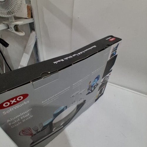 OXO GOOD GRIPS ALUMINUM FOLD FLAT DISH RACK - BLACK/GREY image 2