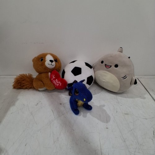 4PC ASSORTED PLUSH TOYS - SQUIRREL, SOCCOR BALL, DRAGON, SQUISHMALLOWS - MULTI-COLOR image 2
