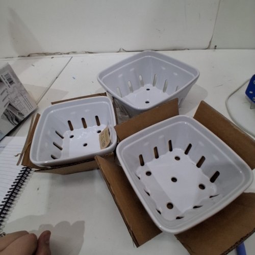 3PC OVER&BACK STONEWARE BASKETS - 7.5"/5.9" - WHITE (MODEL:1901778) image 2