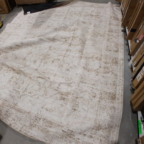 WASHABLE ABSTRACT COTILED NON-SLIPAREA RUG - 10FT X 12FT - BEIGE / IVORY image 3