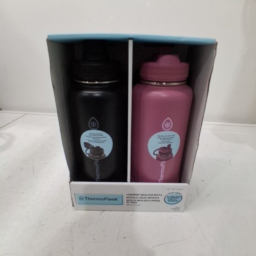 2PK THERMOFLASK STAINLESS STEEL WATER BOTTLE - 32OZ - BLACK/PINK (M ODEL:1901817) image 2