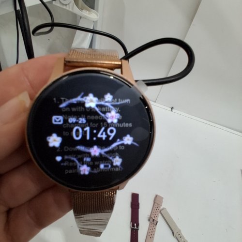 WOMEN'S IARET SMART WATCH FITNESS TRACKER WITH 4 EXTRA BANDS & NECKLACE GIFTSET- 41 MM, BLUETOOTH CALL, HEART RATE/SLEEP MONITOR, 120+ SPORTS MODES, ANDROID & IOS - ROSE GOLD image 2