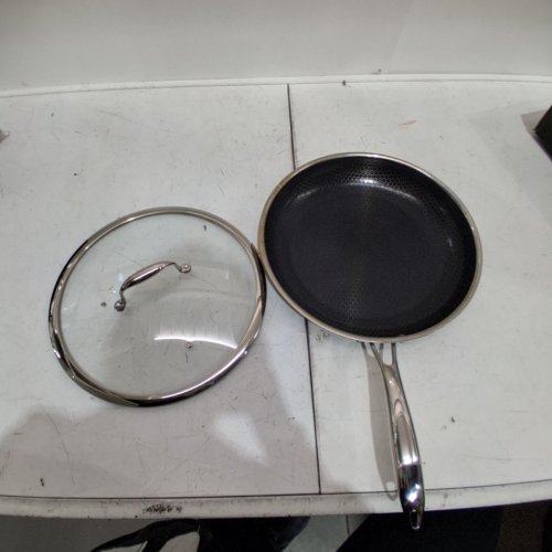 2PC HEXCLAD HYBRID NONSTICK FRYING PAN WITH GLASS LID - 12" - BLACK (MODEL: ‎HEX12PANLID) image 2