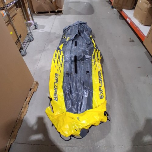INTEX EXPLORER K2 INFLATABLE KAYAK SET WITH ALUMINUM OARS AND PUMP - 86" - 2-PERSON - 400LB MAX - YELLOW/GREY (MODEL: 68307EP) image 2