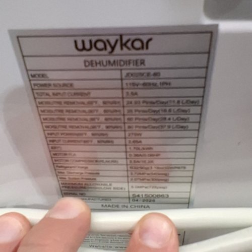 WAYKAR DIGITAL ENERGY STAR DEHUMIDIFIER - 5000SQ.FT COVERAGE - 1.4GAL TANK - WHITE (MODEL: JD025CE-80) image 5
