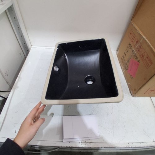MEJE RECTANGLE UNDERMOUNT BATHROOM VESSEL SINK -18" - BLACK - (MODEL:‎MJ-202H) image 2