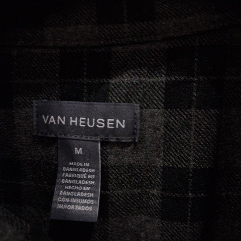 MEN'S VAN HEUSEN LONG SLEEVE PERFORMANCE PLAID SHIRT - MEDIUM - BLACK/GRAY image 3