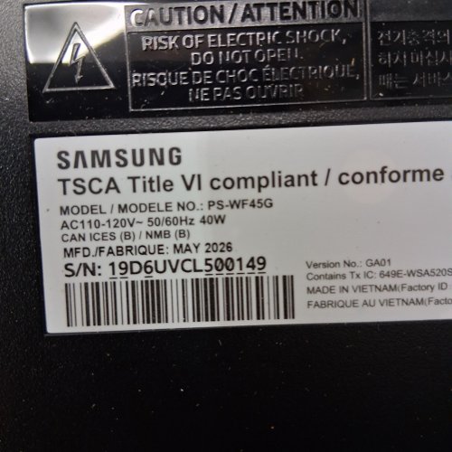 SAMSUNG BLUETOOTH SUBWOOFER - 40W - 110-120 V - BLACK (MODEL: PS-WF45G) image 3