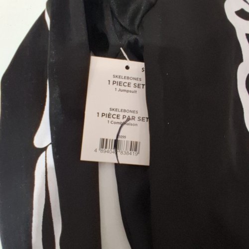 BOYS PARTYHOLIC SKELEBONES COSTUME JUMPSUIT - ONE SIZE - BLACK / WHITE image 3