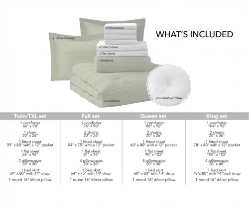 11PC MAINSTAYS BED IN A BAG SET - KING - GREEN/WHITE image 2