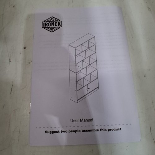 IRONCK 13-CUBE WOODEN BOOKSHELF WITH 2 DOORS - 71" X 31" X 9" - WHITE - (MODEL: HK-CWG-27B) image 6