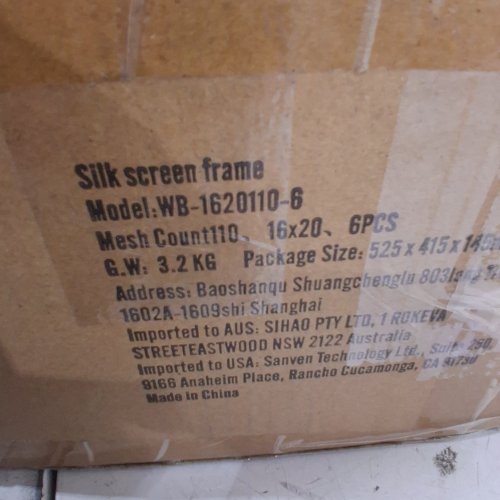 6PK VEVOR SCREEN PRINTING ALUMINUM SILK SCREEN PRINTING FRAMES, 18" X 20" WITH 110 COUNT MESH image 4
